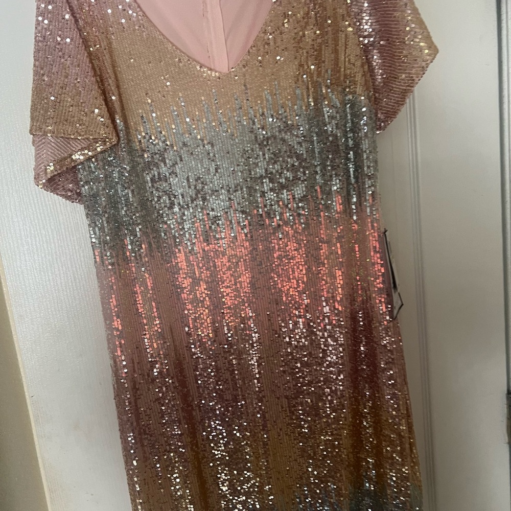 B. Darlin Trendy Plus Size Sequined Flutter-Sleeve Dress - Light - Picture 9 of 9